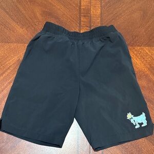 Black Kids' Elastic-Waist Shorts with Playful Goat Patch